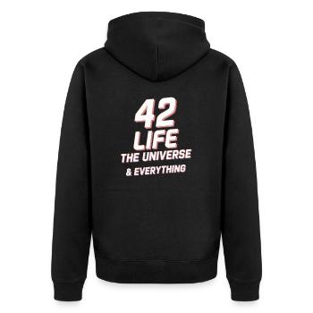 Life Universe Everything 42 réponses - Veste à capuche bio Premium Unisexe - noir - Dos - Nico (187cm)