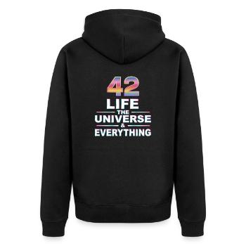 Life Universe Everything 42 réponses - Veste à capuche bio Premium Unisexe - noir - Dos - Nico (187cm)
