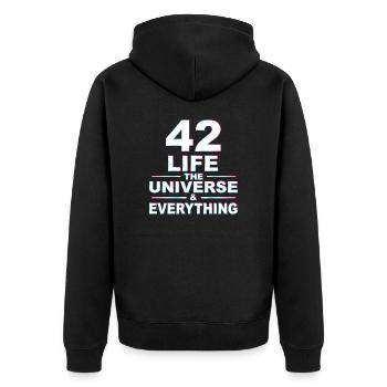 Life Universe Everything 42 answers - Unisex Premium Organic Zip Hoodie - black - Back - Nico (187cm)