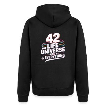 Life Universe Everything 42 réponses - Veste à capuche bio Premium Unisexe - noir - Dos - Nico (187cm)