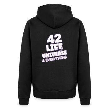 Life Universe Everything 42 réponses - Veste à capuche bio Premium Unisexe - noir - Dos - Nico (187cm)