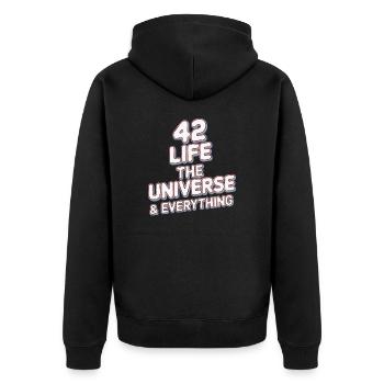 Life Universe Everything 42 réponses - Veste à capuche bio Premium Unisexe - noir - Dos - Nico (187cm)