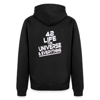 Life Universe Everything 42 réponses - Veste à capuche bio Premium Unisexe - noir - Dos - Nico (187cm)