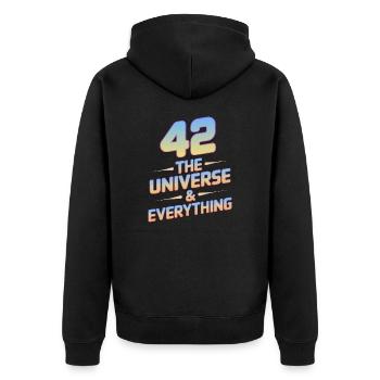 Life Universe Everything 42 Antwort - Unisex Premium Bio Zip Hoodie - Schwarz - Hinten - Nico (187cm)
