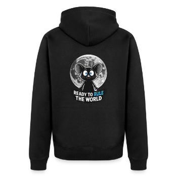 Prêt à conquérir le monde – Souris au clair de lune - Veste à capuche bio Premium Unisexe - noir - Dos - Nico (187cm)