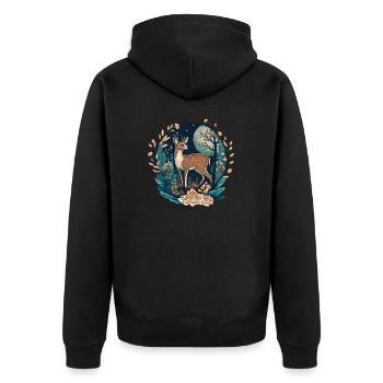 Cerf de Virginie Esthétique Cottagecore Fantasy Cerf - Veste à capuche bio Premium Unisexe - noir - Dos - Nico (187cm)