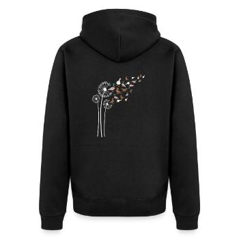 Ente Löwenzahnblüte für Löwenzahn und Entlein - Unisex Premium Bio Zip Hoodie - Schwarz - Hinten - Nico (187cm)