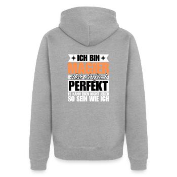 Perfekter Magier - Unisex Premium Bio Zip Hoodie - Grau meliert - Hinten - Nico (187cm)