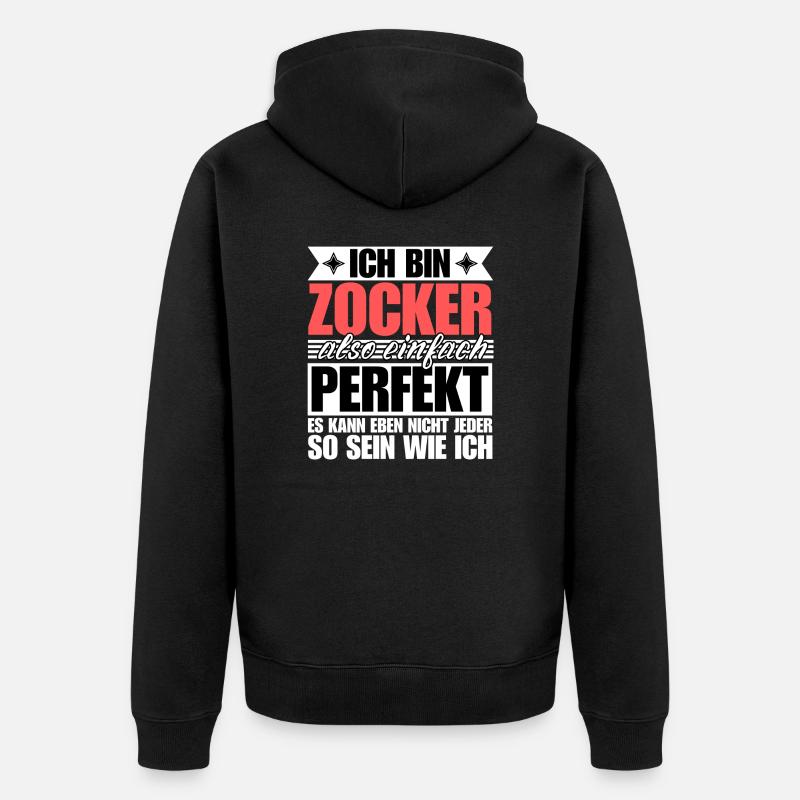 Perfekter Zocker - Unisex Premium Bio Zip Hoodie - Schwarz