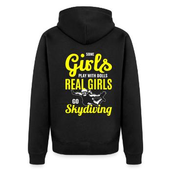 Fallschirmspringen Fallschirmspringen Fallschirmspringer Fallschirmspringer - Unisex Premium Bio Zip Hoodie - Schwarz - Hinten - Nico (187cm)