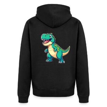 Niedlicher Dinosaurier - Unisex Premium Bio Zip Hoodie - Schwarz - Hinten - Nico (187cm)