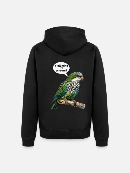 Quaker Parrot Monk Parakeet - Unisex Premium Organic Zip Hoodie - black