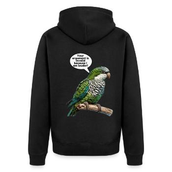 Quäker Papagei Mönch Sittich - Unisex Premium Bio Zip Hoodie - Schwarz - Hinten - Nico (187cm)