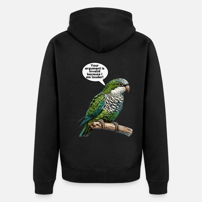 Perroquet Quaker Moine Perruche - Veste à capuche bio Premium Unisexe - noir