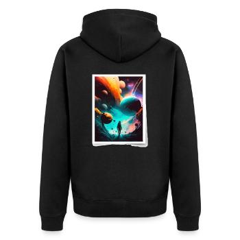 Voyage cosmique - Veste à capuche bio Premium Unisexe - noir - Dos - Nico (187cm)