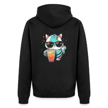 Die coolste Katze am Strand - Unisex Premium Bio Zip Hoodie - Schwarz - Hinten - Nico (187cm)