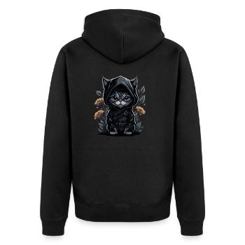 Go on adventures with the ninja cat - Unisex Premium Organic Zip Hoodie - black - Back - Nico (187cm)