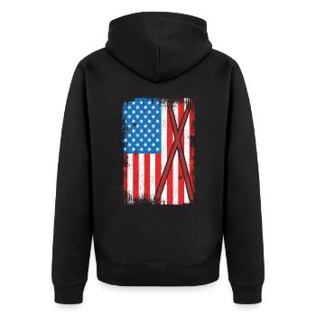 USA Schlagzeug - Unisex Premium Bio Zip Hoodie - Schwarz - Hinten - Nico (187cm)