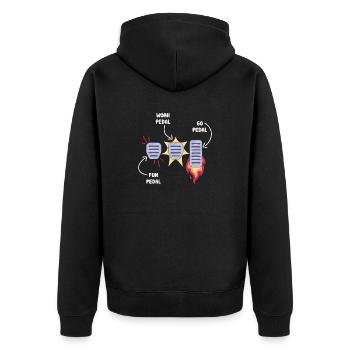 Manuelle Schaltung Pedale / Fahrschule Fahrlehrer - Unisex Premium Bio Zip Hoodie - Schwarz - Hinten - Nico (187cm)