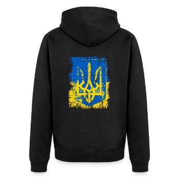 Ukraine - Unisex Premium Bio Zip Hoodie - Schwarz - Hinten - Nico (187cm)