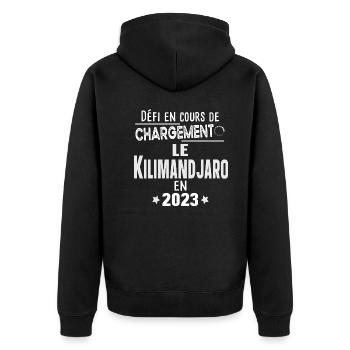 2023 Kilimandjaro Montagne Tanzanie Afrique - Veste à capuche bio Premium Unisexe - noir - Dos - Nico (187cm)