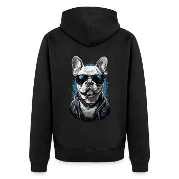 French Bulldog Dog Dog Lover Design - Veste à capuche bio Premium Unisexe - noir - Dos - Nico (187cm)