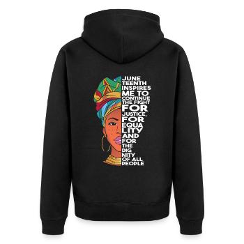 Juneteenth Inspires Me | Freedom Day | June 19th - Unisex Premium Organic Zip Hoodie - black - Back - Nico (187cm)