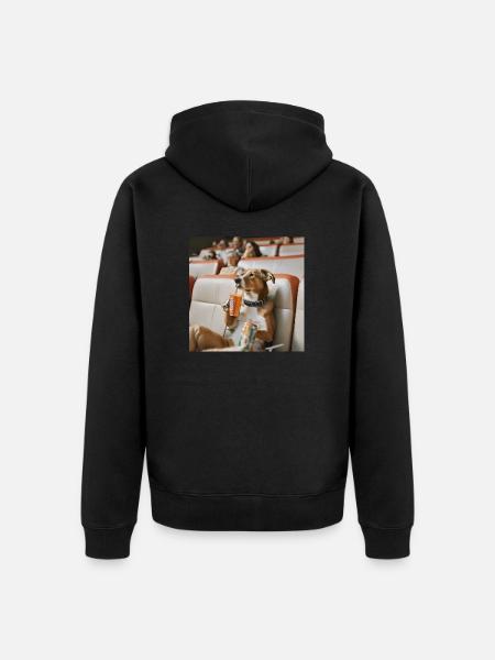 Hund im Kino - Unisex Premium Bio Zip Hoodie - Schwarz