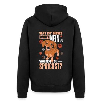 Dachshund Sprüche & Geschenke Dackel - Unisex Premium Bio Zip Hoodie - Schwarz - Hinten - Nico (187cm)