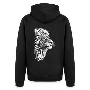 Royal Grace: African Lion in Pure White - Unisex Premium Organic Zip Hoodie - black - Back - Nico (187cm)
