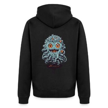 Cute tentacle monster on Halloween - Unisex Premium Organic Zip Hoodie - black - Back - Nico (187cm)