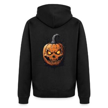 Octobre minuit effrayant Halloween citrouille - Veste à capuche bio Premium Unisexe - noir - Dos - Nico (187cm)