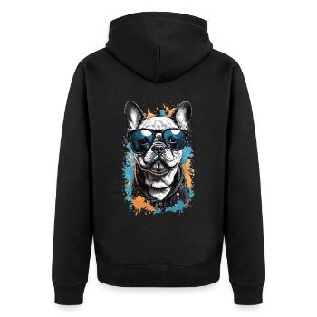 Cool Dog - Bouledogue français élégant - Veste à capuche bio Premium Unisexe - noir - Dos - Nico (187cm)