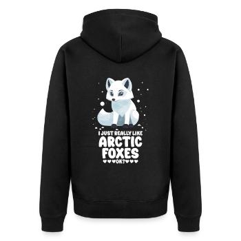 Niedliches Polarfuchs-Geschenk - Unisex Premium Bio Zip Hoodie - Schwarz - Hinten - Nico (187cm)