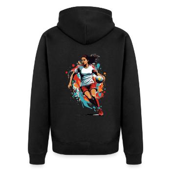 Handball Woman Streetwear Iconic Style - Unisex Premium Organic Zip Hoodie - black - Back - Nico (187cm)