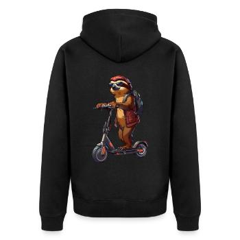 Sloth Scooter - Unisex Premium Organic Zip Hoodie - black - Back - Nico (187cm)