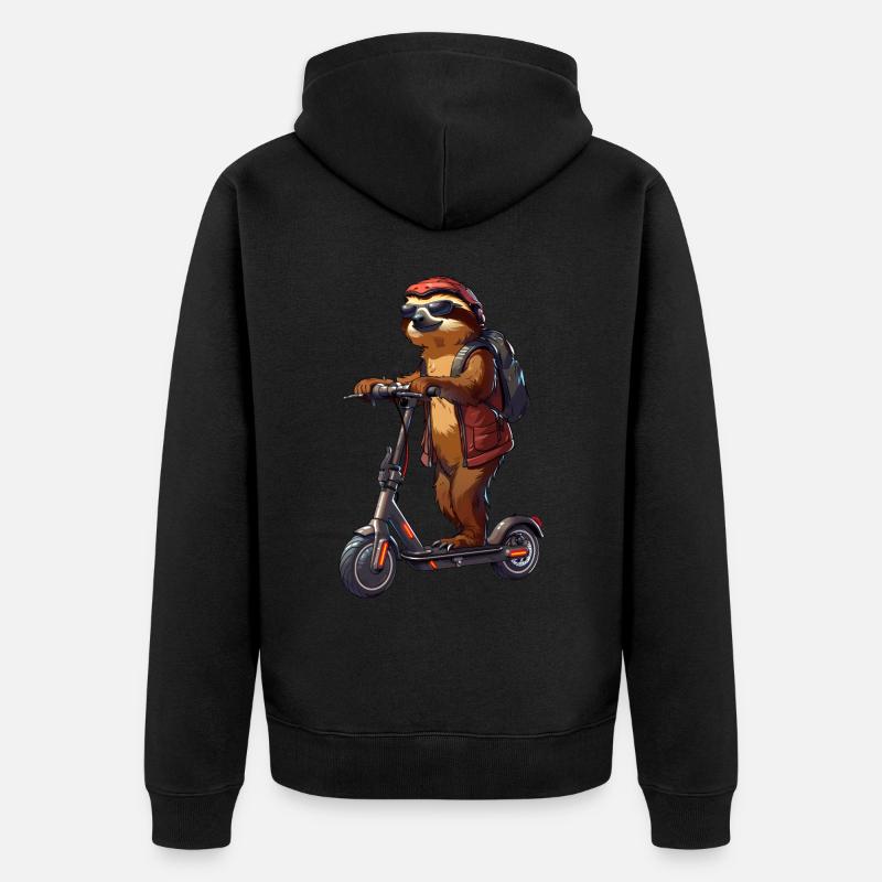 Faultier Roller - Unisex Premium Bio Zip Hoodie - Schwarz