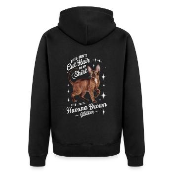 Katze Havanna Braun Geschenk - Unisex Premium Bio Zip Hoodie - Schwarz - Hinten - Nico (187cm)