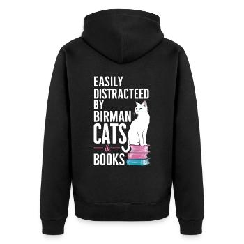 Katze Birma Geschenk - Unisex Premium Bio Zip Hoodie - Schwarz - Hinten - Nico (187cm)