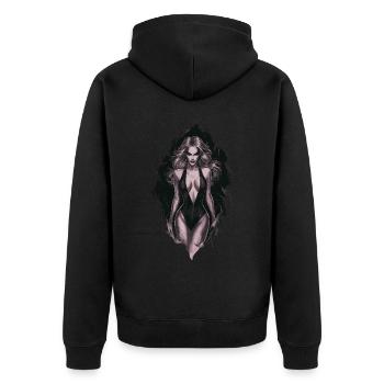 Geheimnisvolle gotische Kunst Frau für Gothik - Unisex Premium Bio Zip Hoodie - Schwarz - Hinten - Nico (187cm)