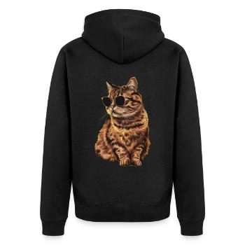 Sonnenbrille für Britisch Kurzhaarkatzen Geschenk - Unisex Premium Bio Zip Hoodie - Schwarz - Hinten - Nico (187cm)