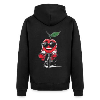 Kirschen Radfahren Auf Dem Fahrrad Geschenk - Unisex Premium Bio Zip Hoodie - Schwarz - Hinten - Nico (187cm)