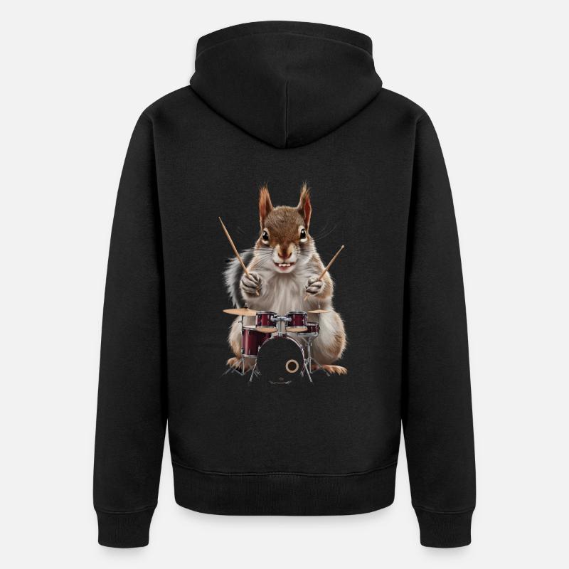 Eichhörnchen Schlagzeug - Unisex Premium Bio Zip Hoodie - Schwarz