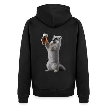 Polarfuchs Bier - Unisex Premium Bio Zip Hoodie - Schwarz - Hinten - Nico (187cm)