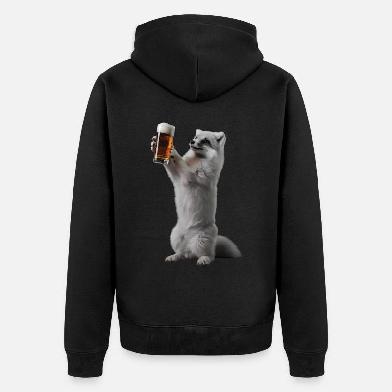 Polarfuchs Bier - Unisex Premium Bio Zip Hoodie - Schwarz