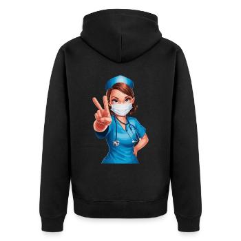 Lustige Krankenschwester mit Humor - Unisex Premium Bio Zip Hoodie - Schwarz - Hinten - Nico (187cm)