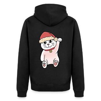 Nikolaus Katze Weihnachtsgeschenk Katzen Xmas - Unisex Premium Bio Zip Hoodie - Schwarz - Hinten - Nico (187cm)