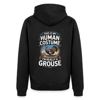 Auerhahn - Unisex Premium Bio Zip Hoodie - Schwarz - Hinten - Nico (187cm)
