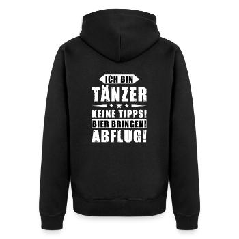 Ich bin Tänzer - Keine Tipps! Bier bringen! - Unisex Premium Bio Zip Hoodie - Schwarz - Hinten - Nico (187cm)