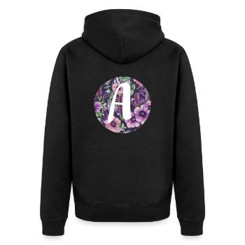 Buchstabe A - Unisex Premium Bio Zip Hoodie - Schwarz - Hinten - Nico (187cm)